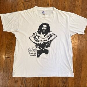 Vintage Bob Marley Single Stitch White Graphic Tee T-Shirt VTG Grail